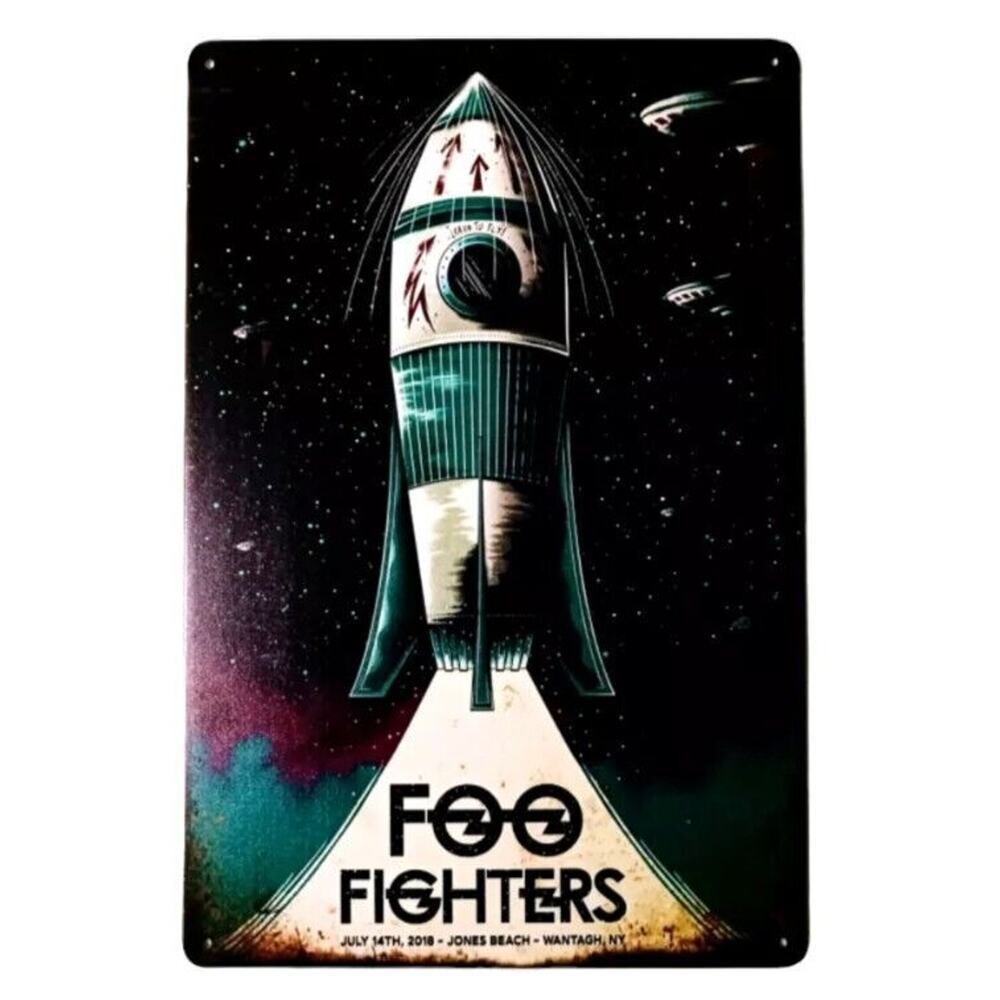 Foo Fighters Metal‎ Tin Sign 12x8 Retro Rock Band Wall Decor Vintage Style